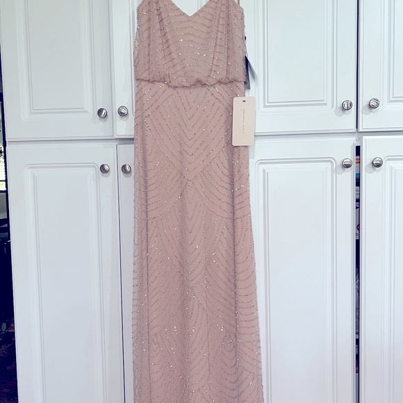 NWT Stunning Adrianna Papell Blush Beaded Dress - Picture 3 of 8